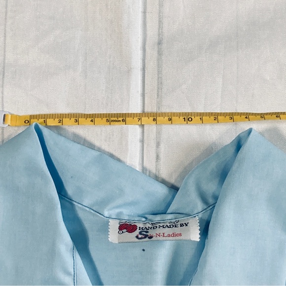 Light Blue Handmade Women's Sleeveless Renaissance Tunic V Neck Tie Up Loose - Picture 8 of 13